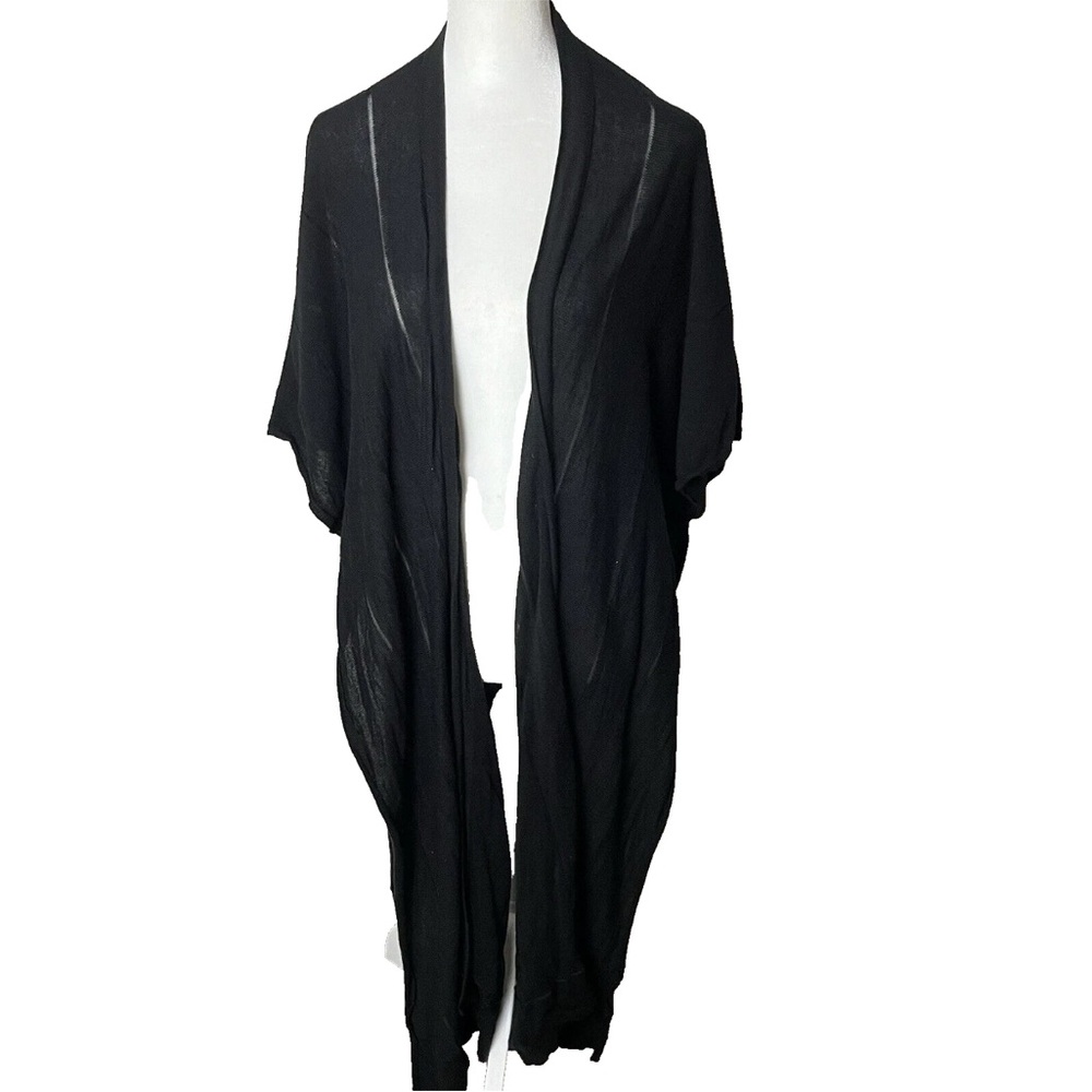 Chico's Women's Topper Wrap Fits Up to 2X Black Long Casual Dressy Semi-Sheer